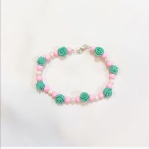 PEARL, PINK, & MINT GREEN ROSE BRACELET